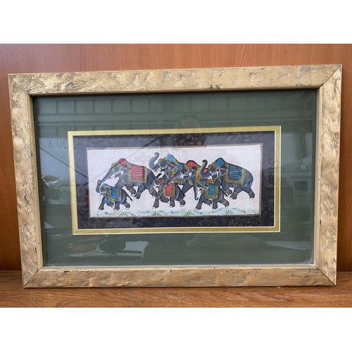 562 - Vintage Egyptian Style Papyrus in Decorative Wooden Golden Colour Frame (54 x 37cm)