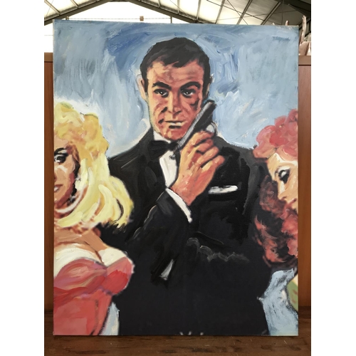 570 - 'Martin Meason' Over Painted Poster of James Bond From The Film 'Diamonds Are Forever' (79 x 62cm)