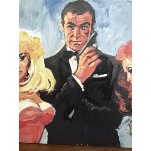 570 - 'Martin Meason' Over Painted Poster of James Bond From The Film 'Diamonds Are Forever' (79 x 62cm)