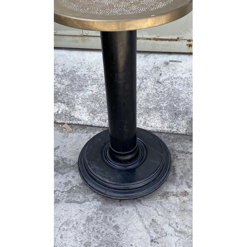 12 - Art Deco Circular Pedestal on Wooden Black Lacquered Base Side/Lamp Table (68cm H.)