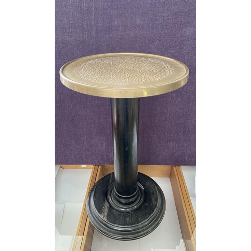 12 - Art Deco Circular Pedestal on Wooden Black Lacquered Base Side/Lamp Table (68cm H.)