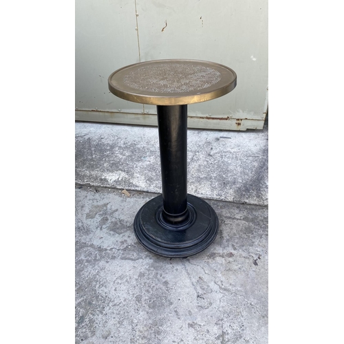 12 - Art Deco Circular Pedestal on Wooden Black Lacquered Base Side/Lamp Table (68cm H.)