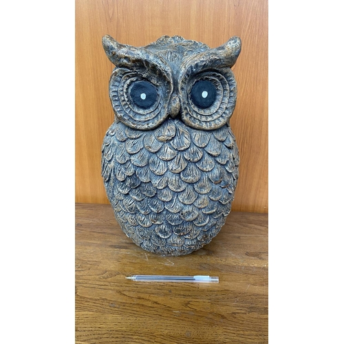 48 - 'Miss Owl' Large Garden Sculpture (35cm H.), (Heavy Garden Figurine)