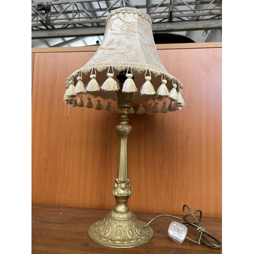 591 - Large Bronze Table Lamp (A/F - Needs Attention - 70cm H.)