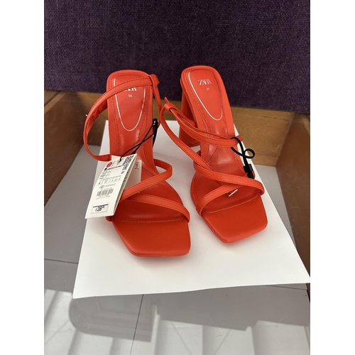 558 - Pair of Zara Ladies Orange Summer Shoes Size 36 (Unused)