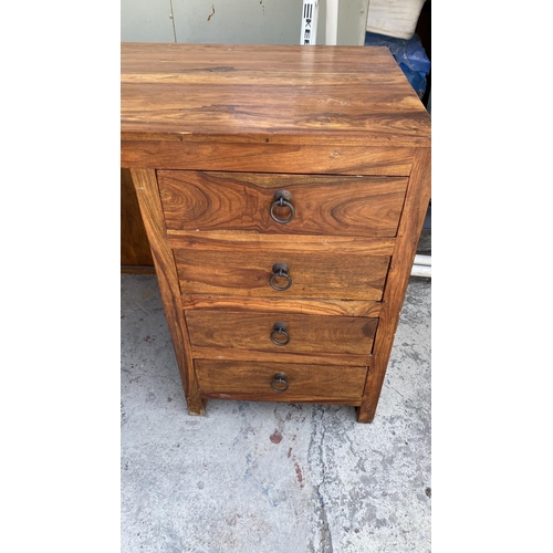 559 - Solid Sheesham Wood Office Desk with 4 Drawers