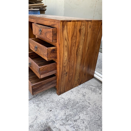 559 - Solid Sheesham Wood Office Desk with 4 Drawers