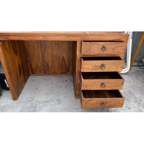 559 - Solid Sheesham Wood Office Desk with 4 Drawers