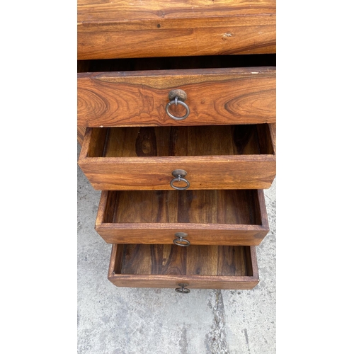 559 - Solid Sheesham Wood Office Desk with 4 Drawers