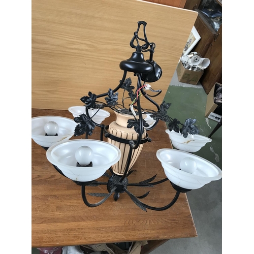 525A - Vintage 6-Arm Metal Ceiling Light