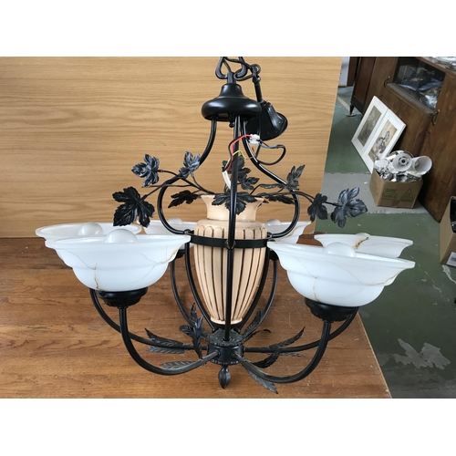 525A - Vintage 6-Arm Metal Ceiling Light