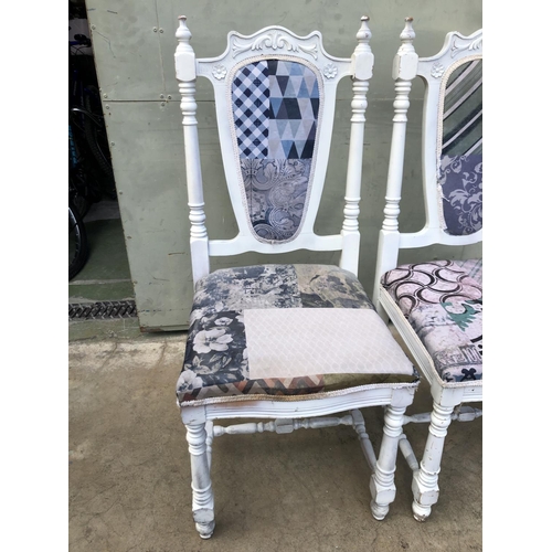 576 - x2 Vintage Carved & Lacquered Farmhouse White Chairs (Need Attention)