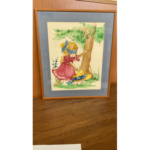 146 - 'Angela Kerokosian 98' Water Color Painting Framed