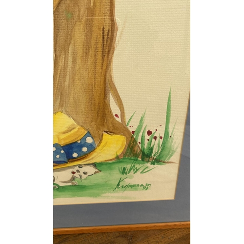 146 - 'Angela Kerokosian 98' Water Color Painting Framed