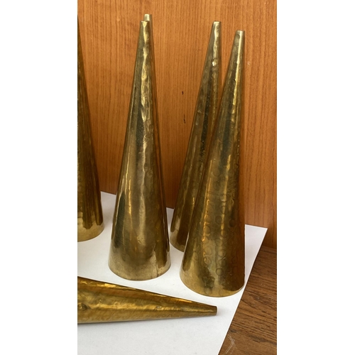 255 - x12 Vintage Hammered Brass Cones