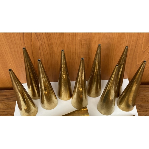 255 - x12 Vintage Hammered Brass Cones