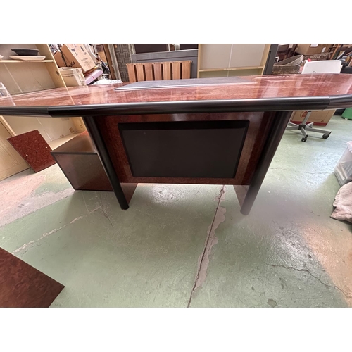 262 - Large Executive Desk with Leather Inlay, 3-Drawer and Filing Additions (A/F - Appr. 215 W. x 92 D. x... 