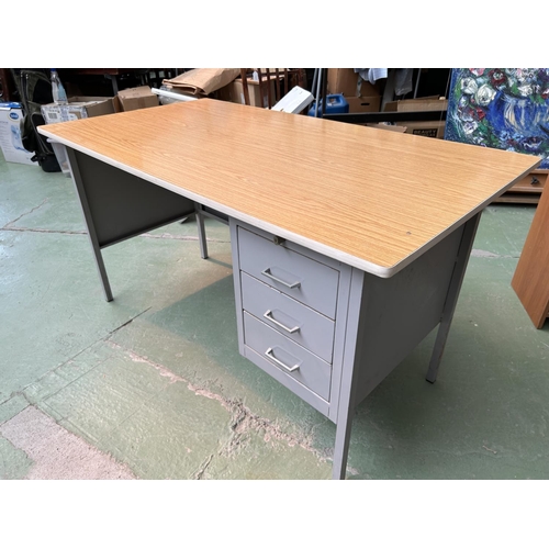 263 - Vintage Formica Top Metal Office Desk with 3 Drawers (140 w. x 75 D. x 74cm h.)