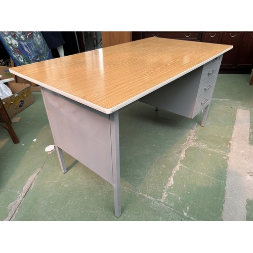 263 - Vintage Formica Top Metal Office Desk with 3 Drawers (140 w. x 75 D. x 74cm h.)