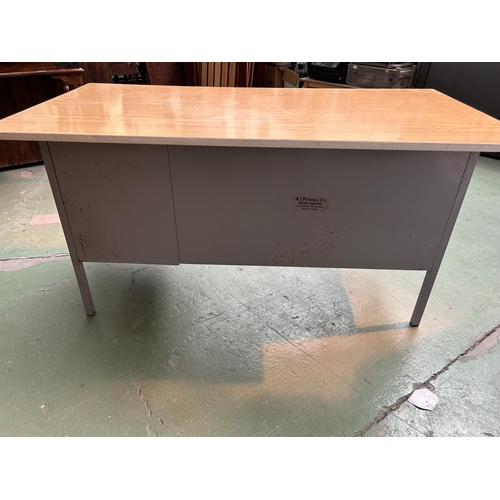 263 - Vintage Formica Top Metal Office Desk with 3 Drawers (140 w. x 75 D. x 74cm h.)