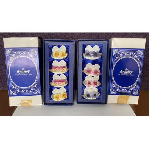 236 - x2 Sets of 4 Aynsley Fine English Bone China Place Card Holders (x1 Chip as Picture)