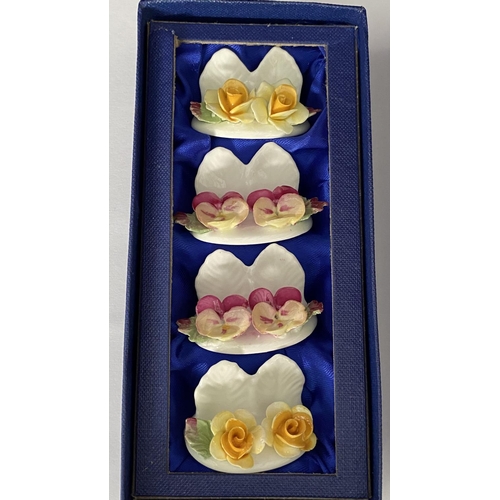 236 - x2 Sets of 4 Aynsley Fine English Bone China Place Card Holders (x1 Chip as Picture)