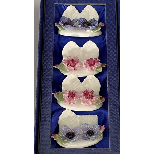 236 - x2 Sets of 4 Aynsley Fine English Bone China Place Card Holders (x1 Chip as Picture)