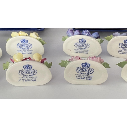 236 - x2 Sets of 4 Aynsley Fine English Bone China Place Card Holders (x1 Chip as Picture)