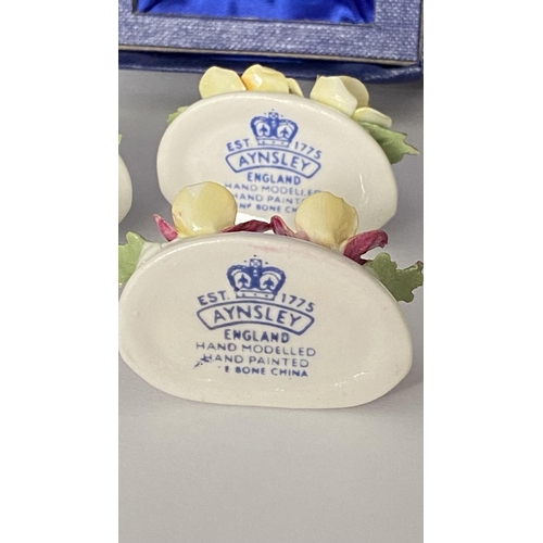 236 - x2 Sets of 4 Aynsley Fine English Bone China Place Card Holders (x1 Chip as Picture)