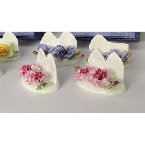 236 - x2 Sets of 4 Aynsley Fine English Bone China Place Card Holders (x1 Chip as Picture)