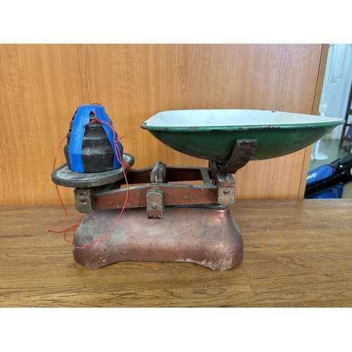 125 - Antique Grocer's Scales with Qty of Weights - Taken Back on 23/9/2024