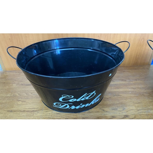 247 - x2 Large Metal Cold Beverage Buckets with Handles (41cm Diameter)