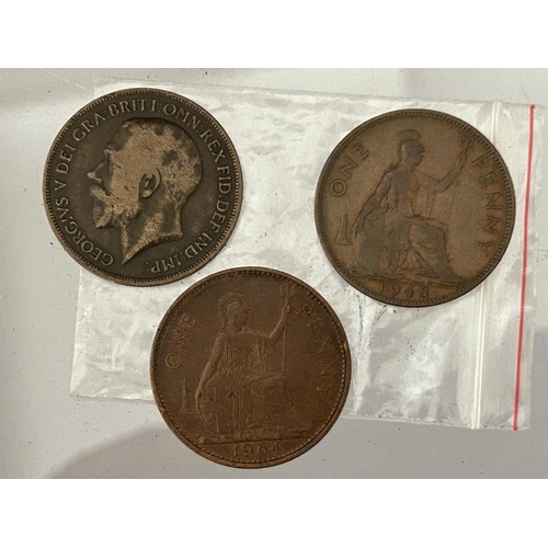 485 - x3 Antique 1919 and Vintage 1948/1964 Penny Coins