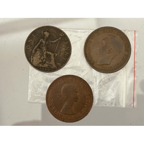 485 - x3 Antique 1919 and Vintage 1948/1964 Penny Coins