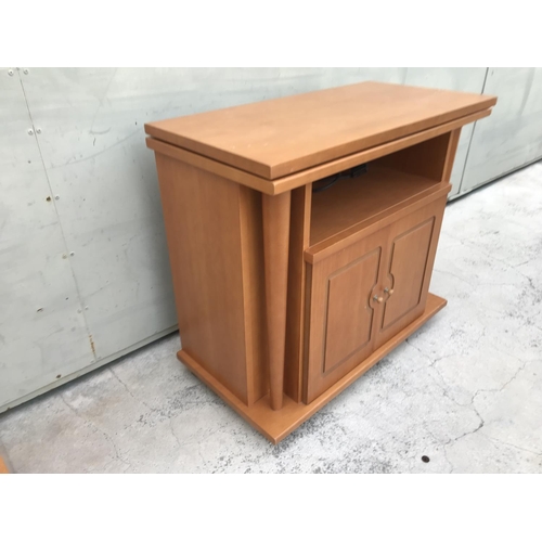 588 - Vintage 1970's TV Cabinet with Rotating Top on Castors (80 W. x 42 D. x 71cm H.)