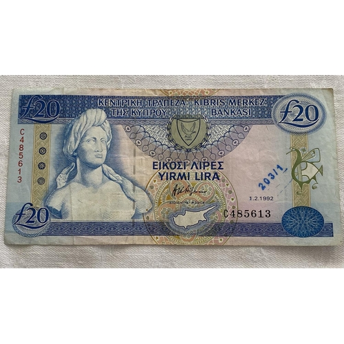 167 - Central Bank of Cyprus 1992 £20 Banknote