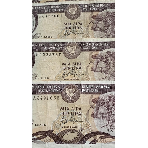 168 - Central Bank of Cyprus 1980's (x3), 1990's (x10) and 2000's (x1) £1 Banknotes (x14pcs)