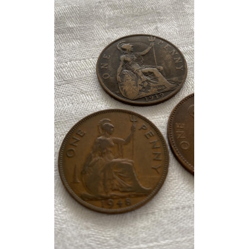 485 - x3 Antique 1919 and Vintage 1948/1964 Penny Coins