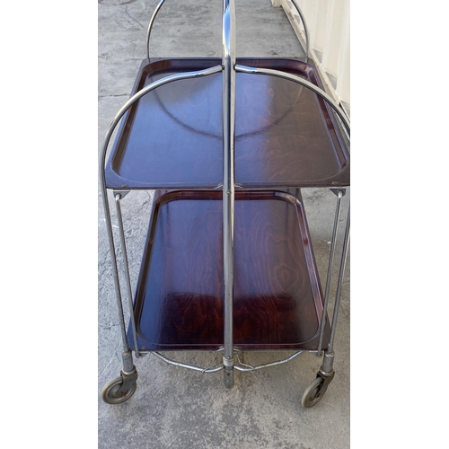 75 - Vintage 1960's Bremshey Folding Bar Trolley/Tea Serving Cart