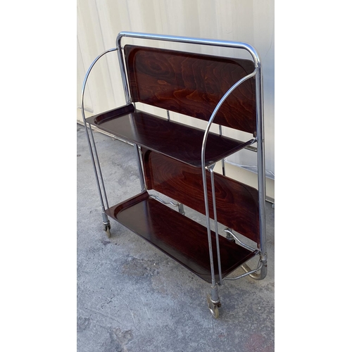 75 - Vintage 1960's Bremshey Folding Bar Trolley/Tea Serving Cart