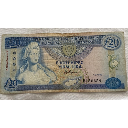 85 - Central Bank of Cyprus 1993 £20 Banknote