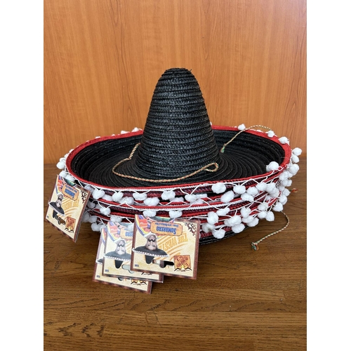 181 - x6 Party Straw Mexican Sombrero Gringo Fancy Hats (Unused)