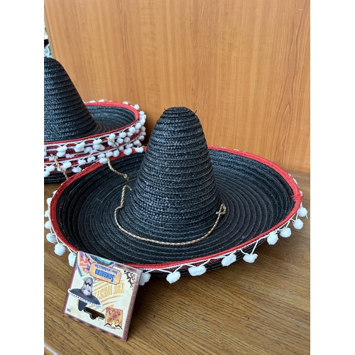 181 - x6 Party Straw Mexican Sombrero Gringo Fancy Hats (Unused)