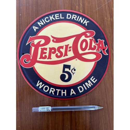 196 - Pepsi-Cola 'A Nickel Drink' Small Circular Sign