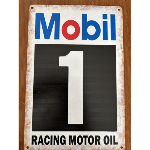 198 - Mobil 1 Racing Motor Oil Tin Sign (20 x 30cm)