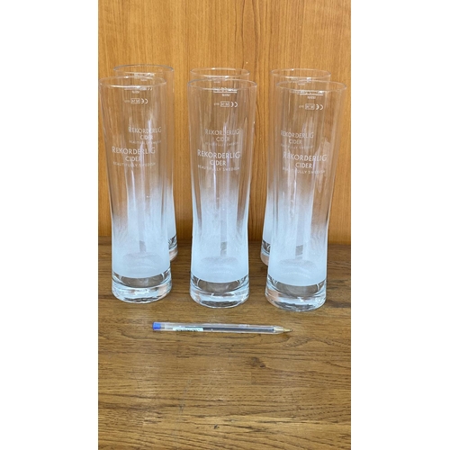 76 - x6 Tall Rekorderlig Swedish Cider Pint Beer Glasses (Unused)