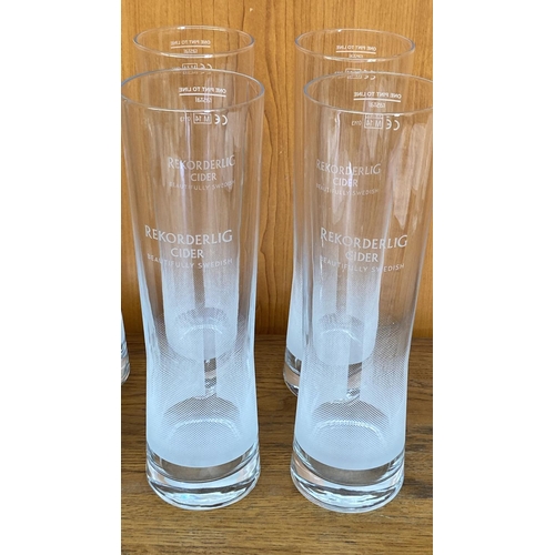 76 - x6 Tall Rekorderlig Swedish Cider Pint Beer Glasses (Unused)