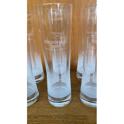 76 - x6 Tall Rekorderlig Swedish Cider Pint Beer Glasses (Unused)