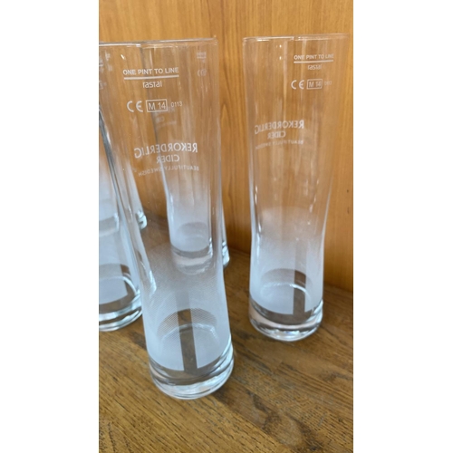 76 - x6 Tall Rekorderlig Swedish Cider Pint Beer Glasses (Unused)