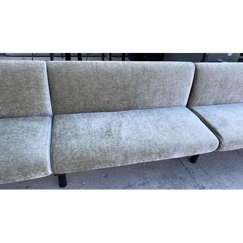 121 - Commercial Velvet Upholstered Custom Made 4-Meter Long Sofa in Olive Green Color for Pubs/Restaurant... 